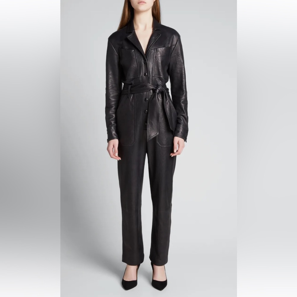 Veronica Beard Loredana Leather Jumpsuit 6